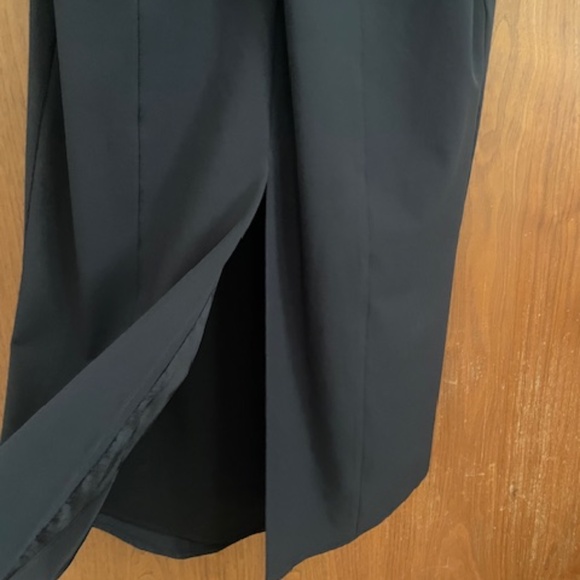 EUC Cinq a Sept Black McKenna Midi Dress Twist Front Slit - Picture 10 of 12